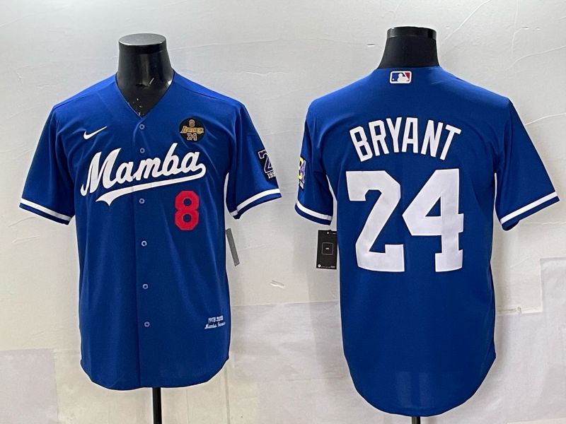 Men Los Angeles Lakers Nike 24 Bryant Blue Joint Name NBA 2025 Jersey style 041